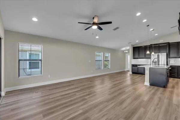 a view of kitchen and living room