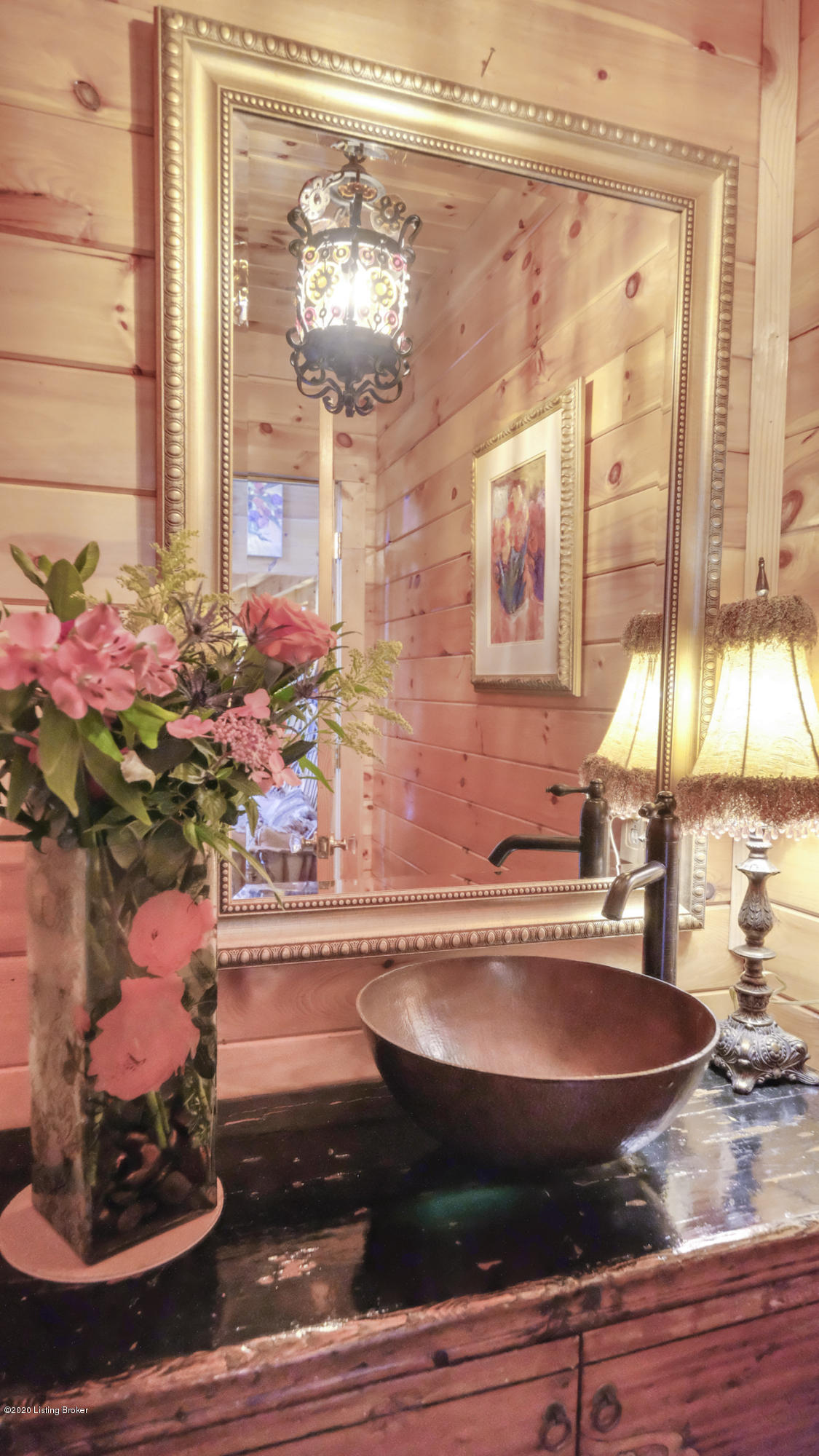 1616 Rams Run Shepherdsville, KY 40165 - Photo 35 of 96 First floor powder room with antique vanity and copper vessel bowl. See 3-D tour for full online showing experience.