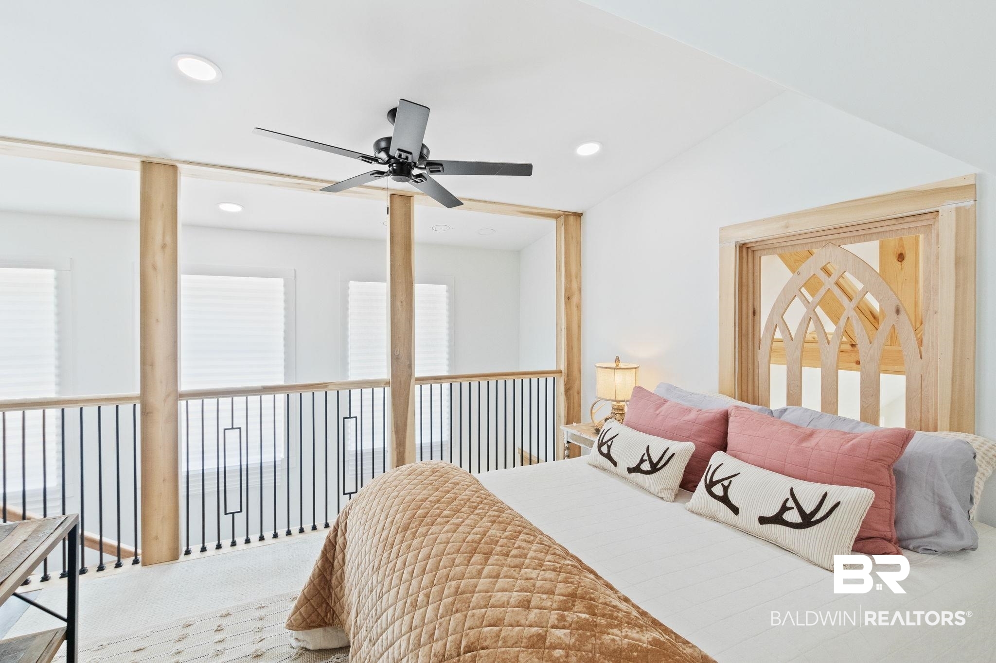11855 Heather Dells Lane Foley, AL 36535 - Photo 29 of 48 Bedroom featuring carpet flooring, ceiling fan, and vaulted ceiling