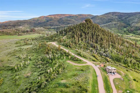 a view of a lush green hillside and a mountain