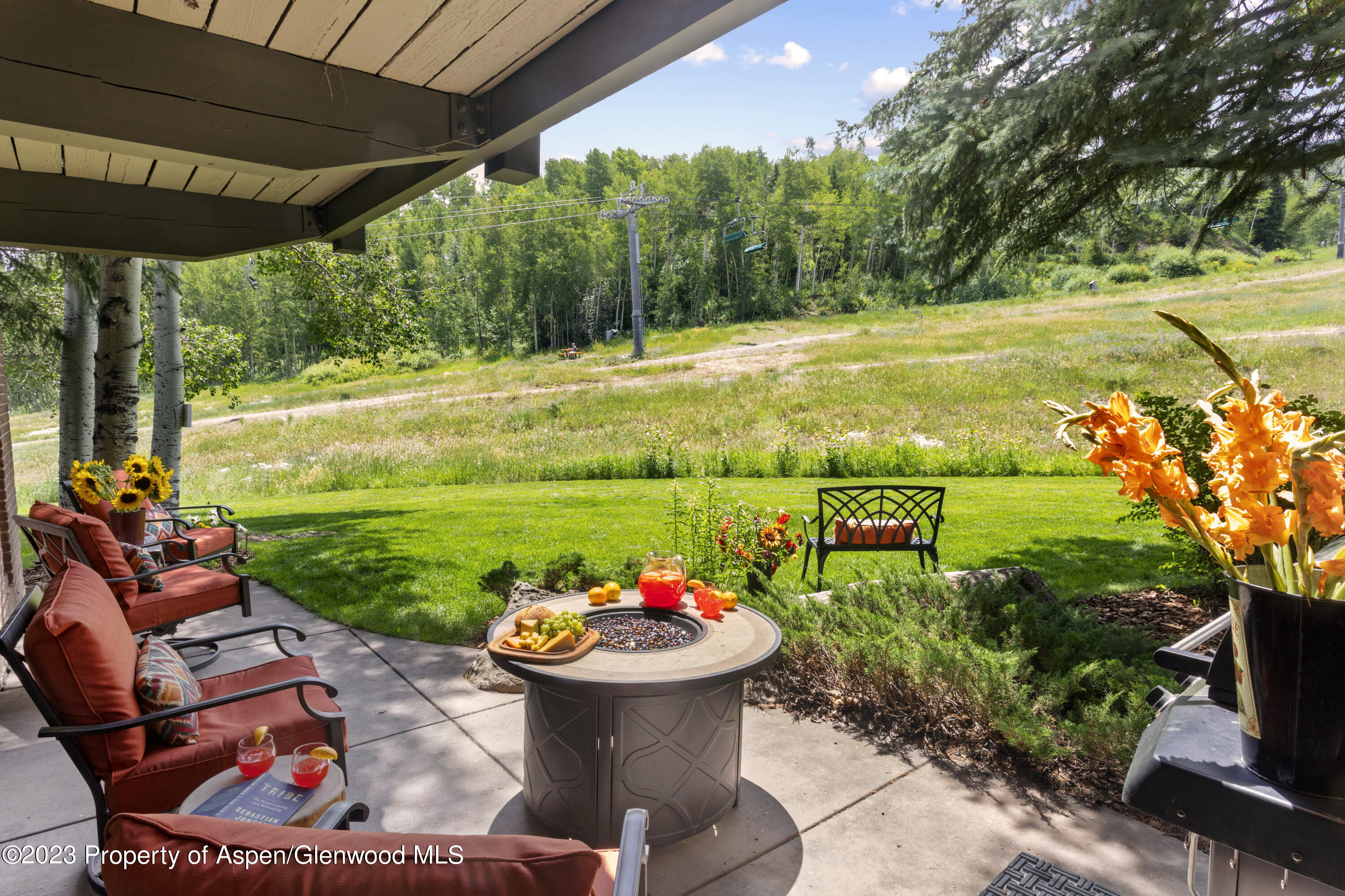 Snowmass Village Snowmass Village, CO 81615 - Photo 21 of 23 a view of a swimming pool and lounge chairs in back yard of the house