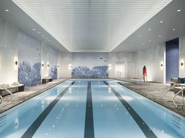 a view of lobby with mirror