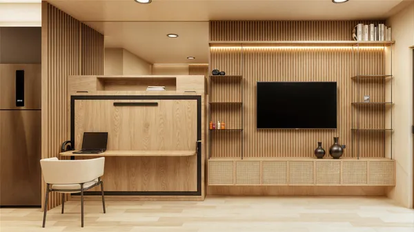 a living room with a couch and a flat screen tv