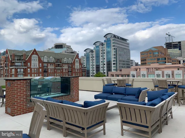 a view of tall buildings