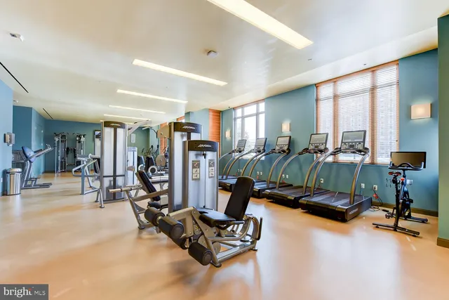 a view of a room with gym equipment