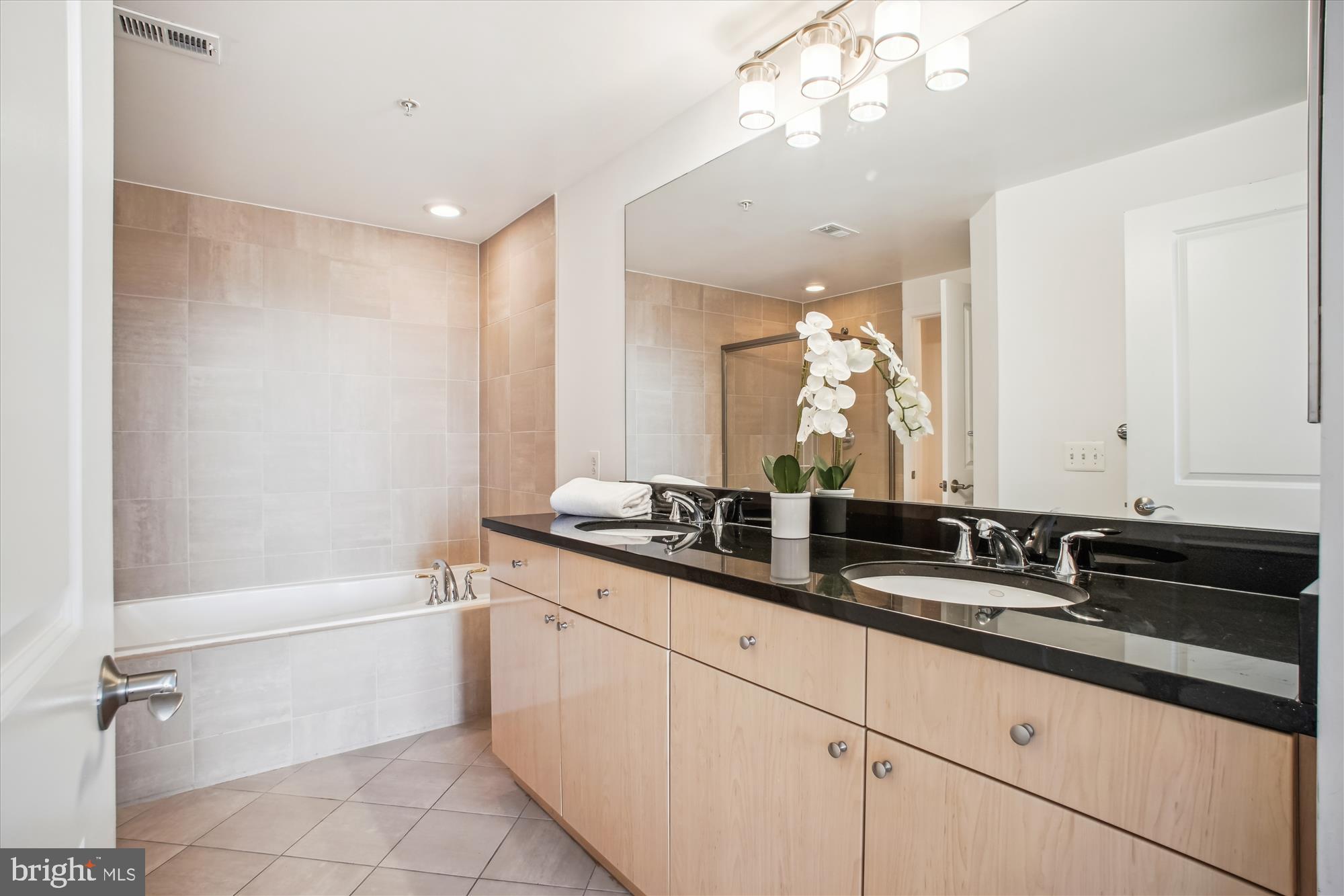 11990 Market Street, Unit 805 Reston, VA 20190 - Photo 22 of 53 a bathroom with a sink a large mirror and a bathtub