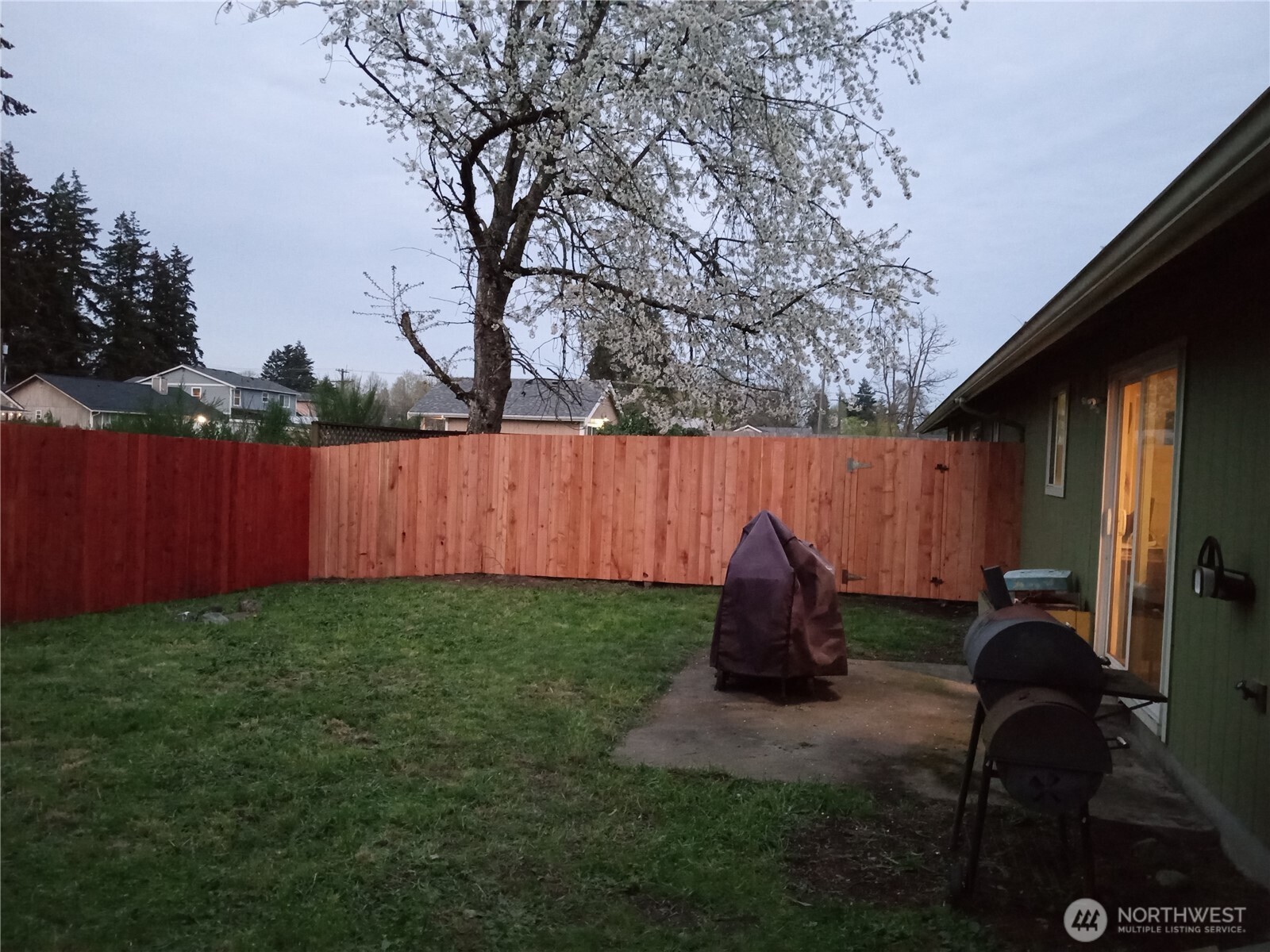 10227-10229 Ainsworth Avenue South Tacoma, WA 98444 - Photo 22 of 23 a view of backyard with wooden fence and a large tree