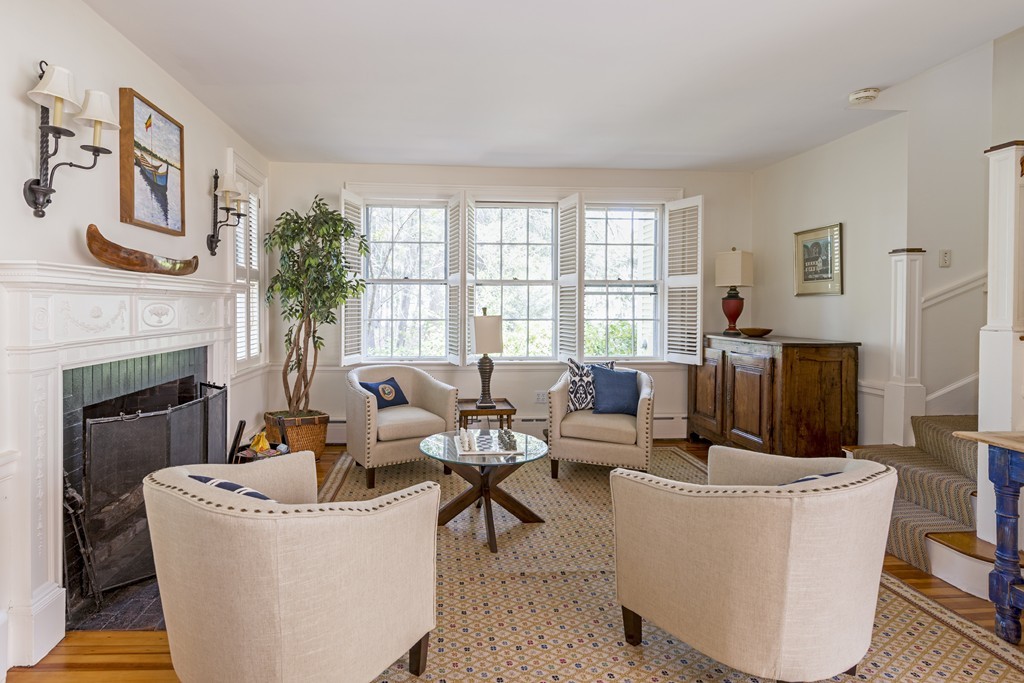 16 Walnut Road Wenham, MA 01984 - Photo 4 of 14 a living room with fireplace furniture and a large window