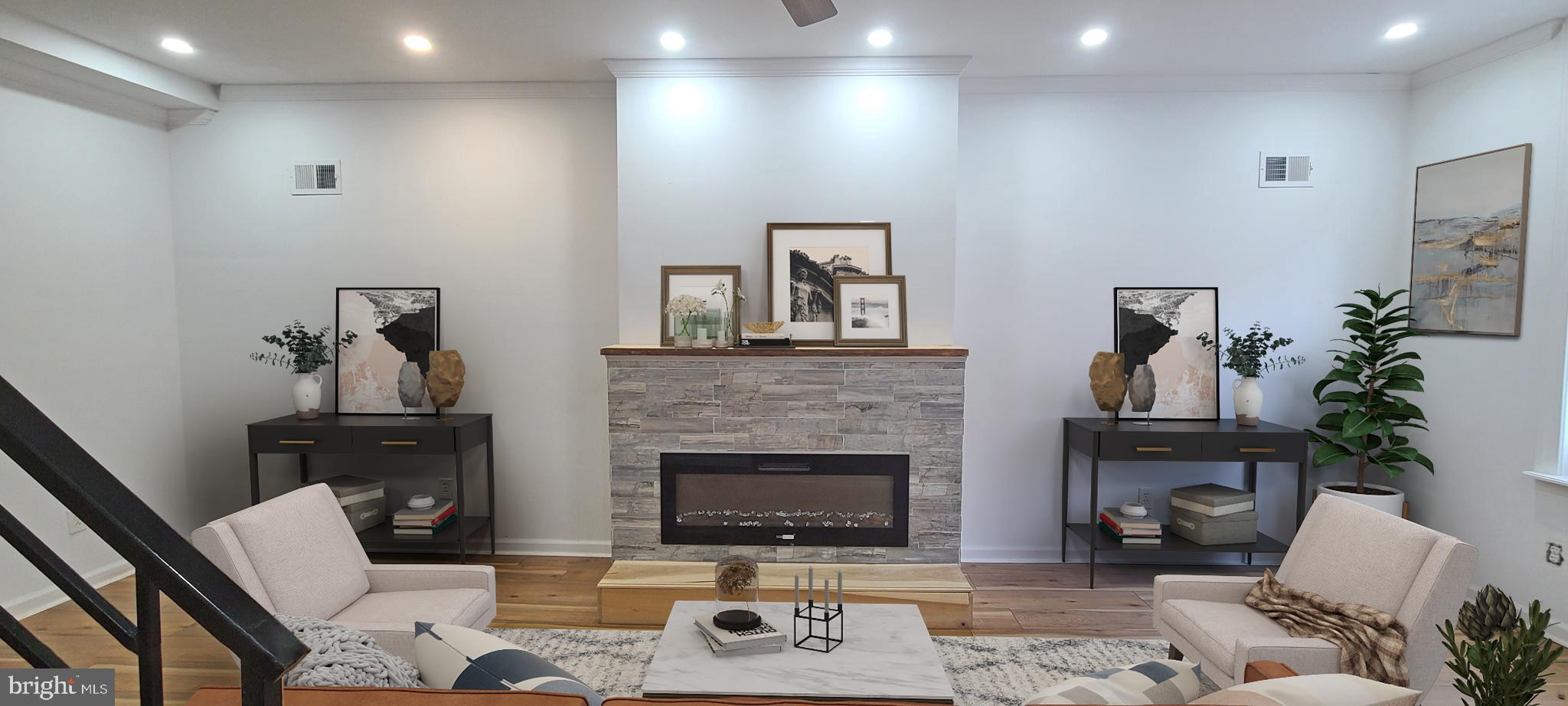 1817 North 26th Street Philadelphia, PA 19121 - Photo 5 of 25 a living room with furniture and a fireplace