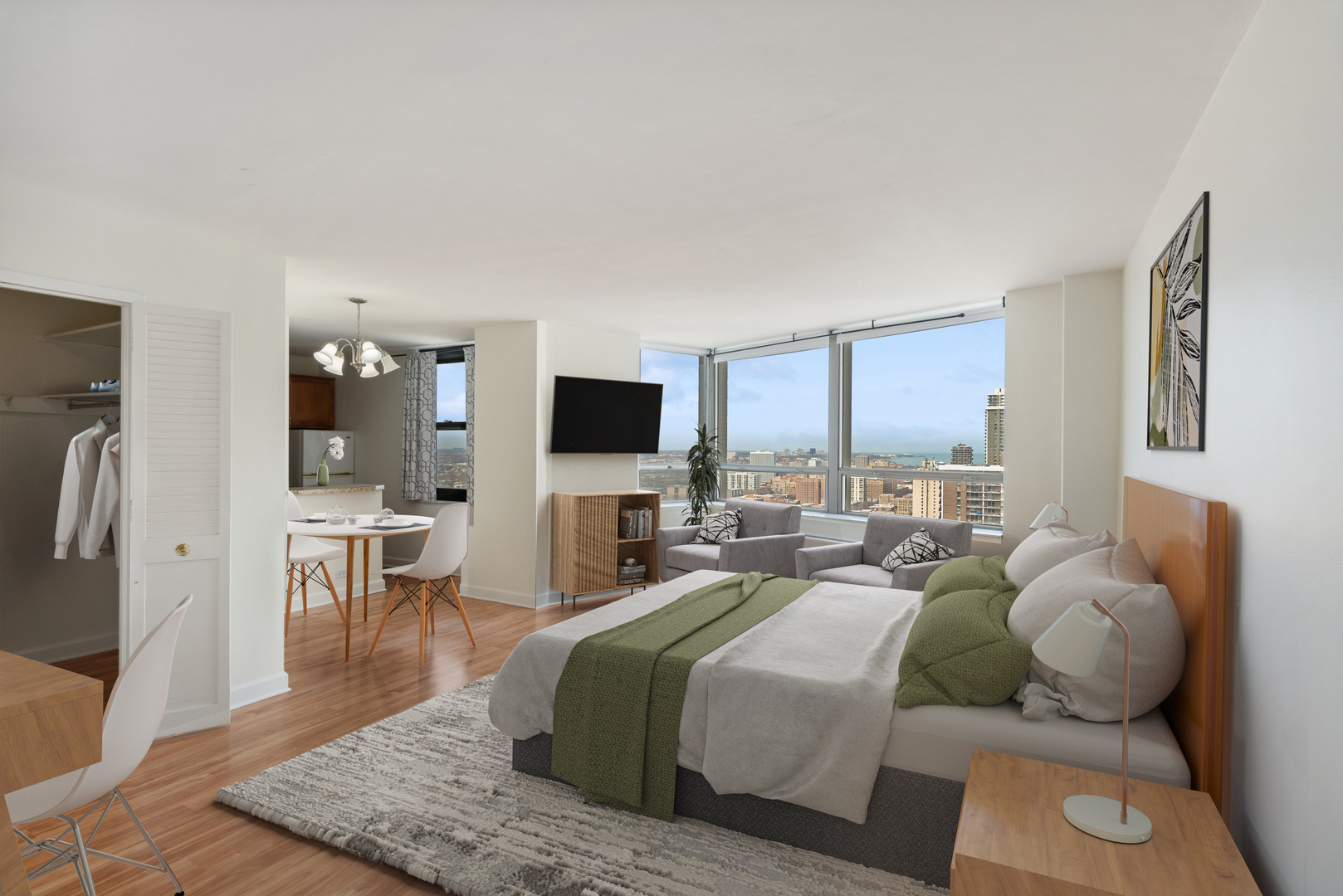 5701 North Sheridan Road, Unit 30D Chicago, IL 60660 - Photo 3 of 16 a bed room with two bed and a television