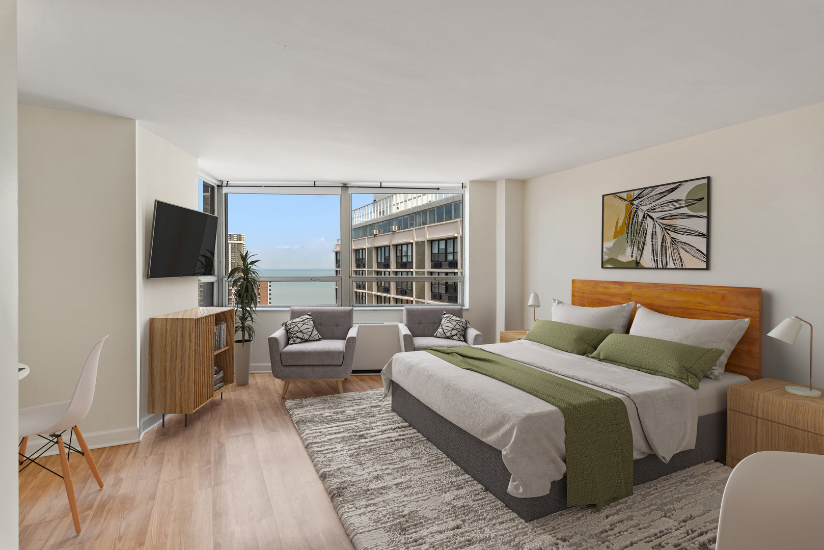 5701 North Sheridan Road, Unit 30D Chicago, IL 60660 - Photo 4 of 16 a bedroom with a bed and glass window