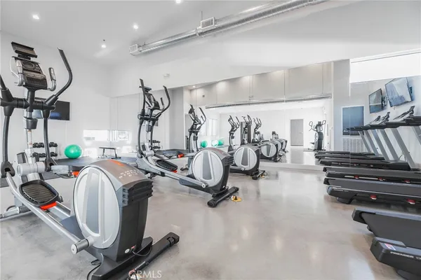 a view of a room with gym equipment