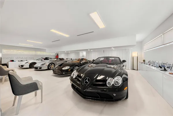 a car parked in a garage