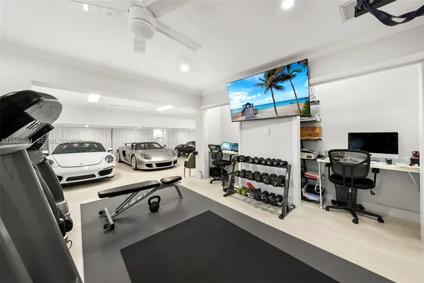 a view of a room with gym equipment