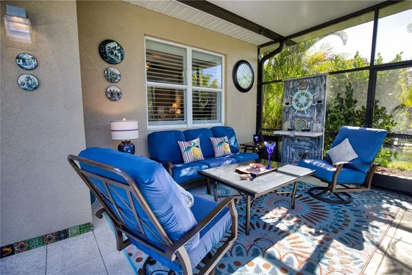 a outdoor living space with furniture and window