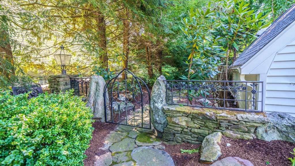 22 Puritan Road Newton, MA 02461 - Photo 13 of 37 a view of a yard with plants and large trees