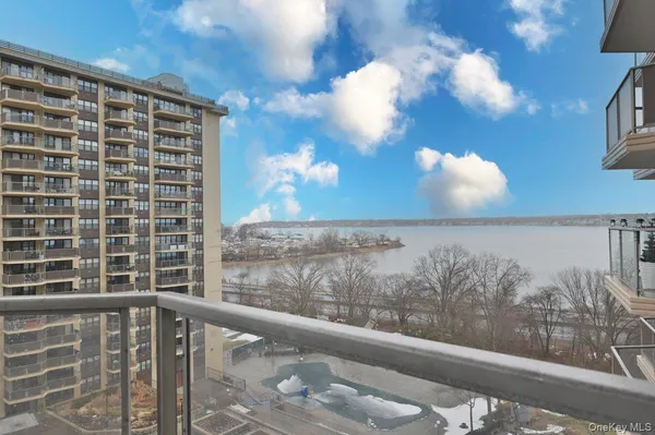 a view of balcony with ocean view