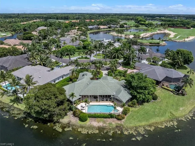 an aerial view of a house with a garden