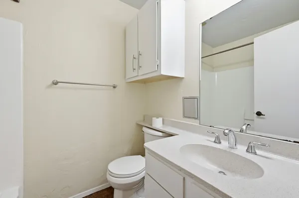 a bathroom with a sink toilet and vanity