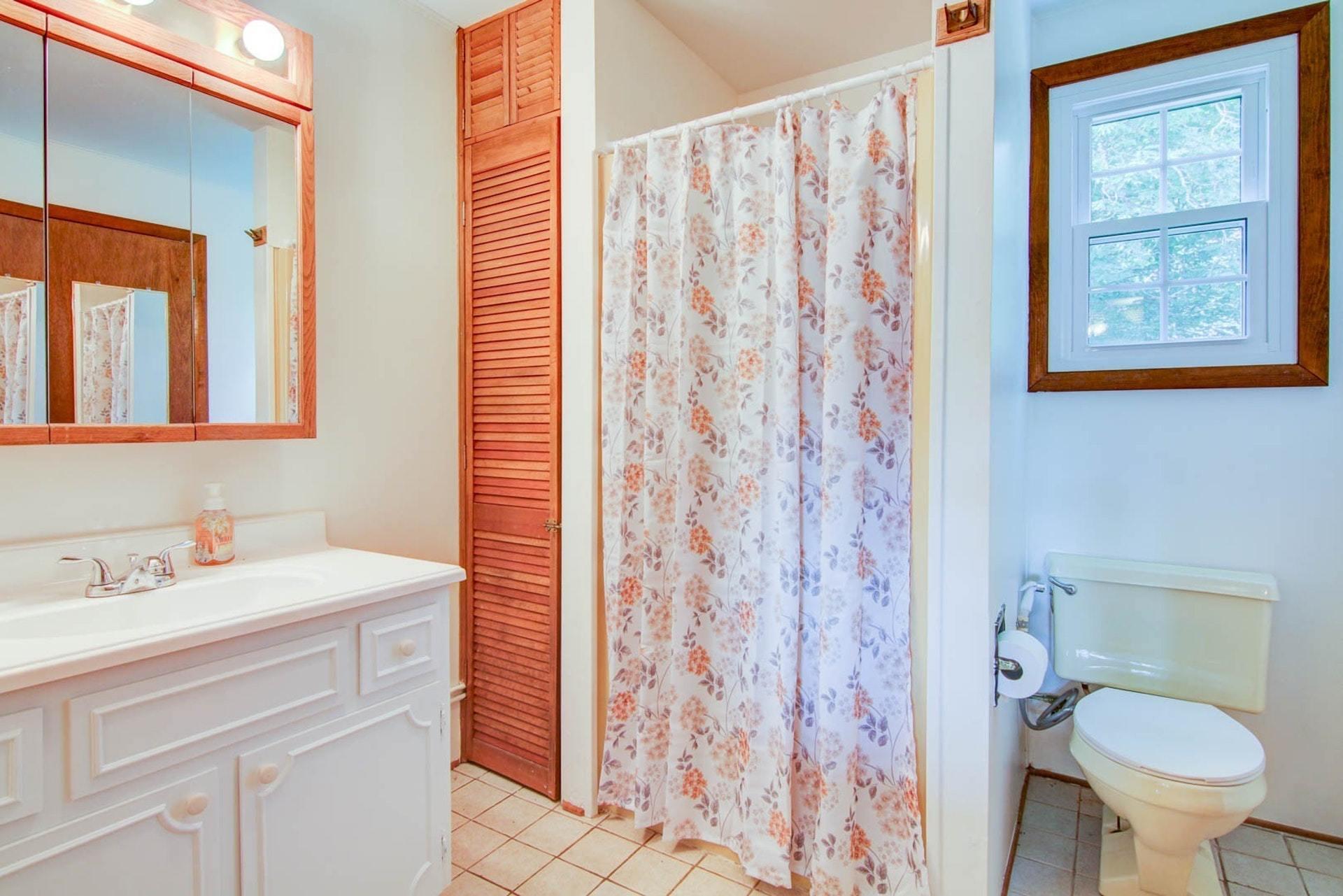 580 Mt Pleasant Church Road Fincastle, VA 24090 - Photo 16 of 39 a bathroom with a sink a toilet and shower curtain