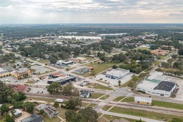an aerial view of residential building with parking space