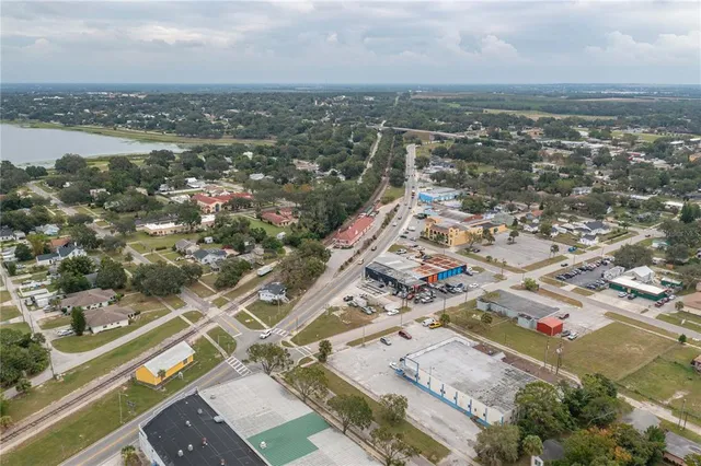 an aerial view of residential building with parking space