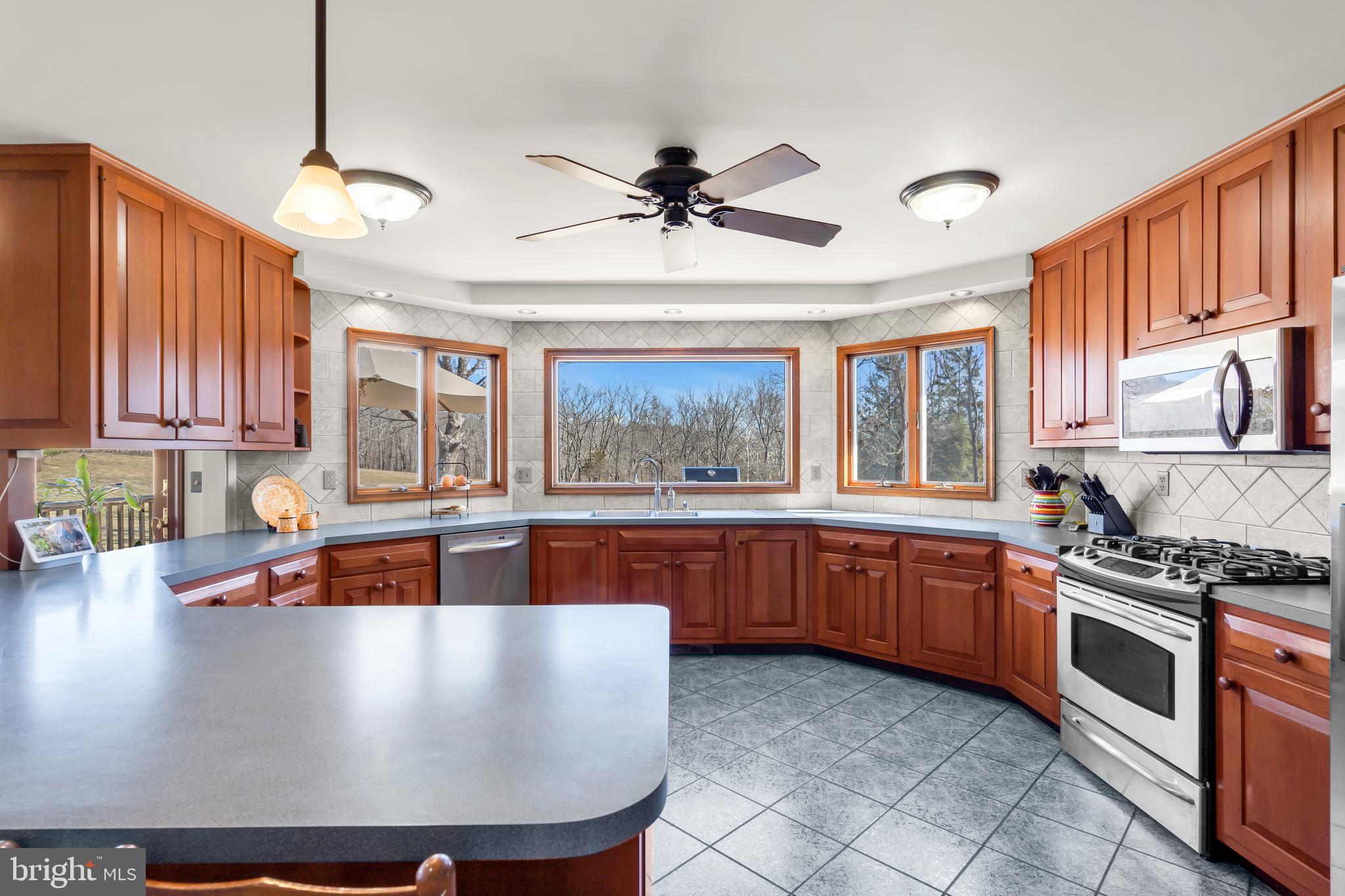 309 Pennington Harbourton Road Pennington, NJ 08534 - Photo 10 of 67 a large kitchen with stainless steel appliances granite countertop a stove a sink dishwasher a dining table and chairs with wooden floor