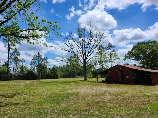 a front view of house with yard and trees