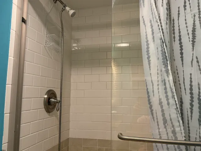 a bathroom with a shower