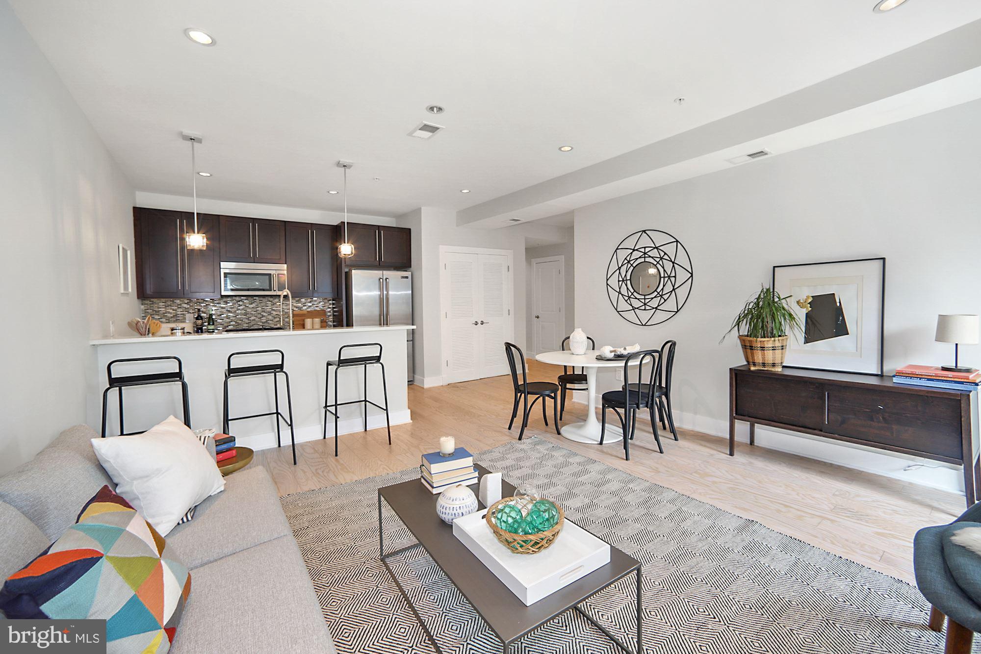 Living room with kitchen island