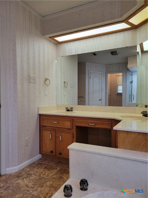 1511 Wild Ridge Drive Harker Heights, TX 76548 - Photo 23 of 29 a spacious bathroom with a sink a mirror and a bathtub