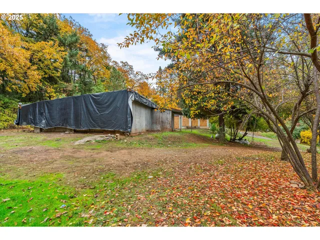 a backyard of a house with lots of green space