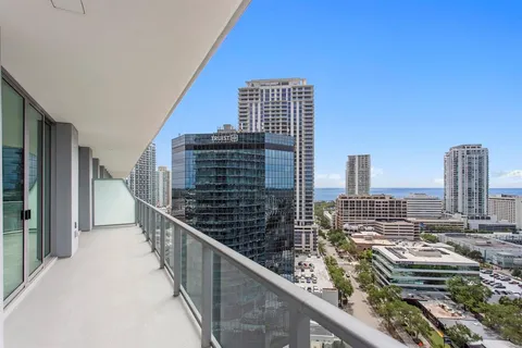 a view of a balcony with city view