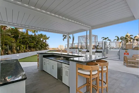 a kitchen with lots of counter top space