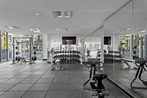 a view of a room with gym equipment