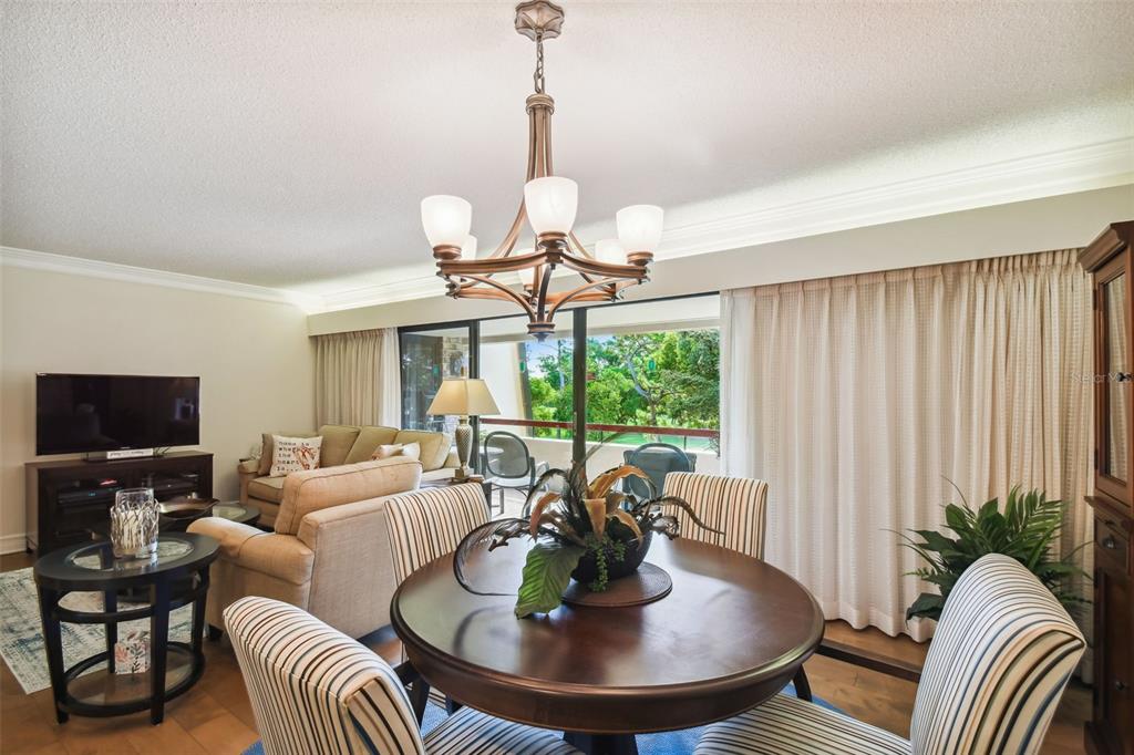 36750 Highway 19, Unit 23213 Palm Harbor, FL 34684 - Photo 18 of 73 a living room with furniture a dining table and a chandelier