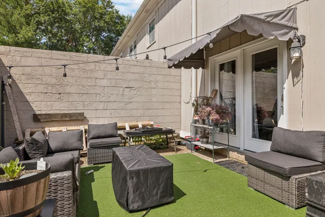 a view of an outdoor sitting area