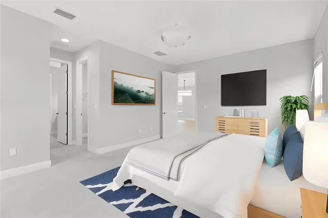 a view of a hallway with wooden floor and closet