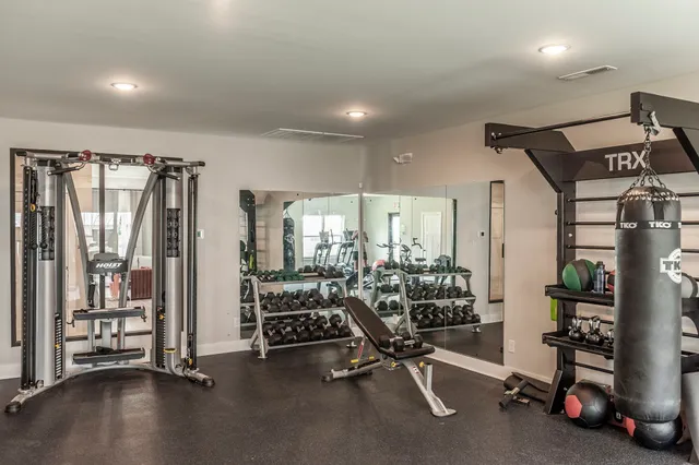a view of a room with gym equipment