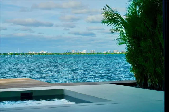 a view of a room with lots of green space