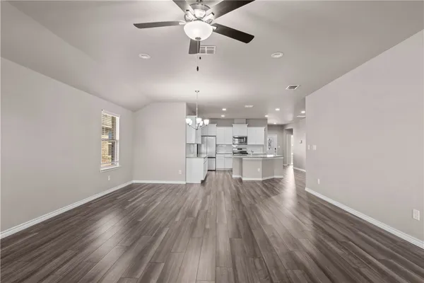 a view of kitchen and windows