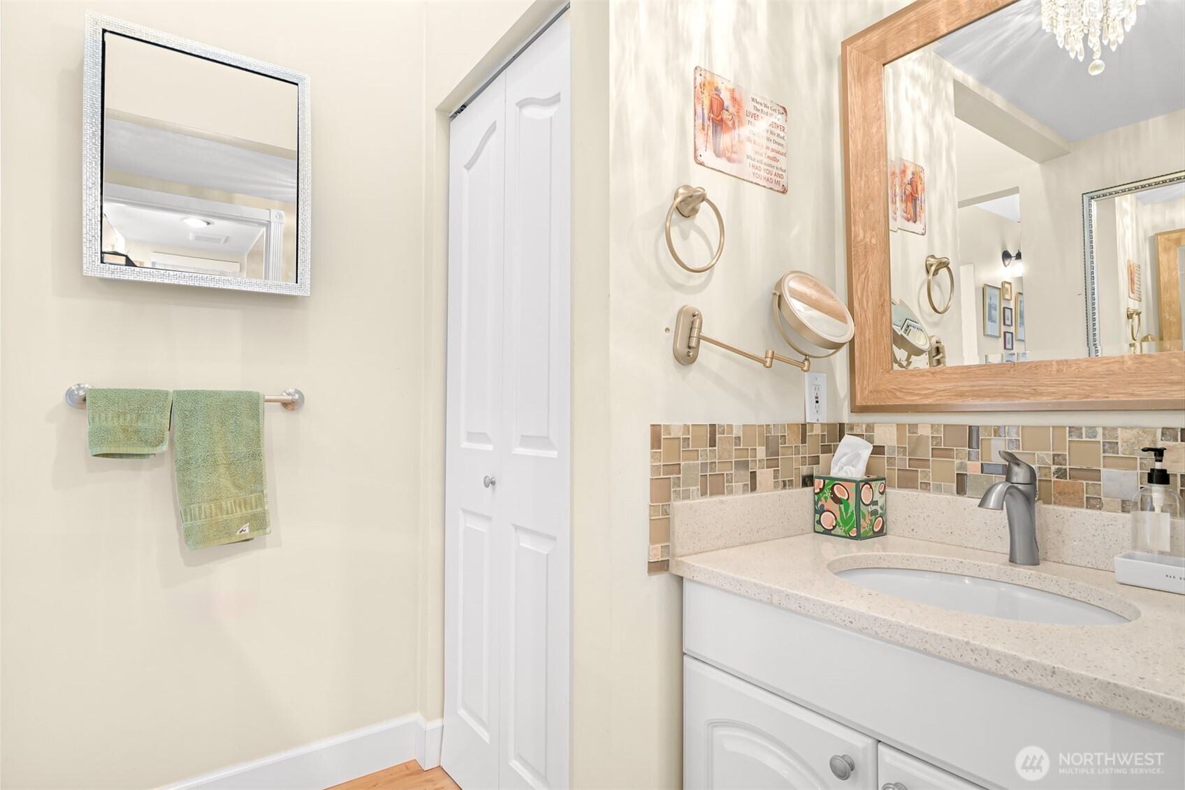 8192 Sehome Road Blaine, WA 98230 - Photo 20 of 40 a bathroom with a sink and a mirror