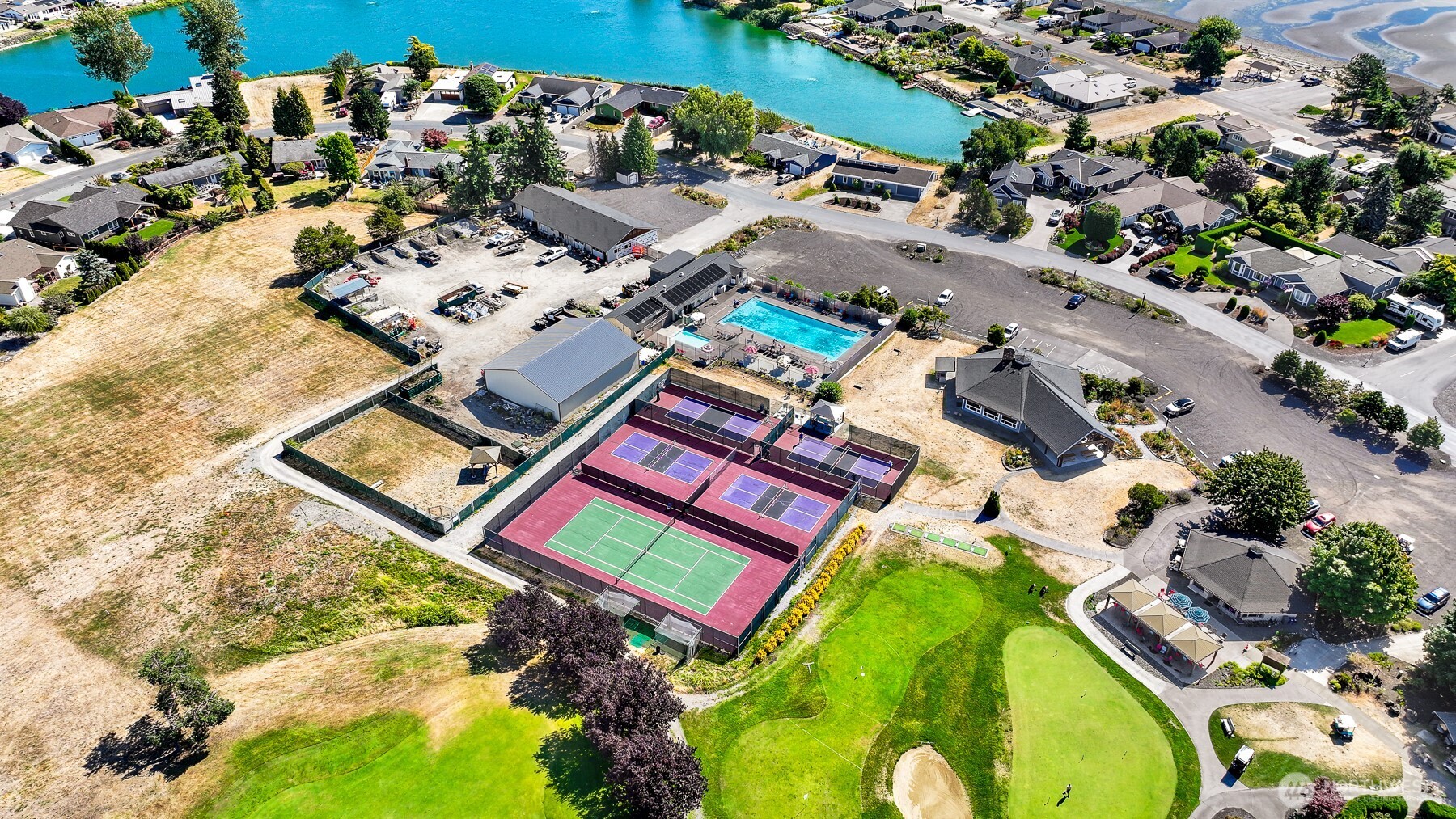 8192 Sehome Road Blaine, WA 98230 - Photo 36 of 40 an aerial view of a swimming pool patio and mountain view