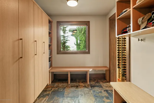 a outdoor space with a window and a table