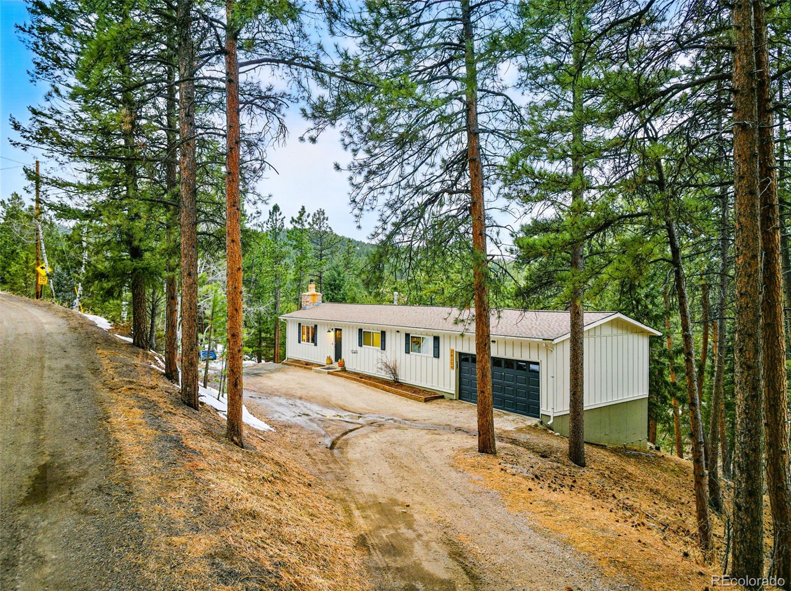 28254 Tresine Drive Evergreen, CO 80439 - Photo 6 of 44 a view of a house with large tree and wooden fence