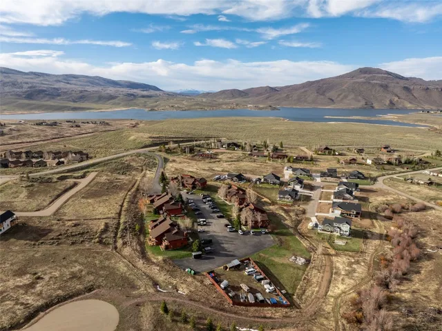 a view of an ocean and a mountain
