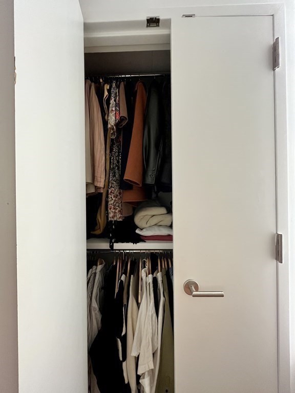 100 Lovejoy Wharf, Unit 8M Boston, MA 02114 - Photo 19 of 37 a view of walk in closet with clothes and shoes