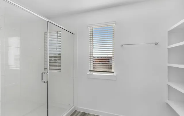 a bathroom with a shower