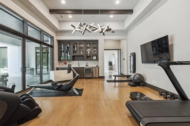 a view of a room with gym equipment