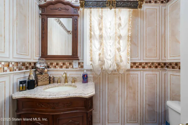 a room with a chandelier